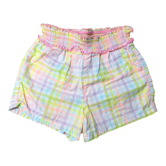 GARANIMALS-Girls Pastel Plaid 100% Cotton Shorts-Comfy Elastic Waist-5T Preowned - Picture 1 of 6